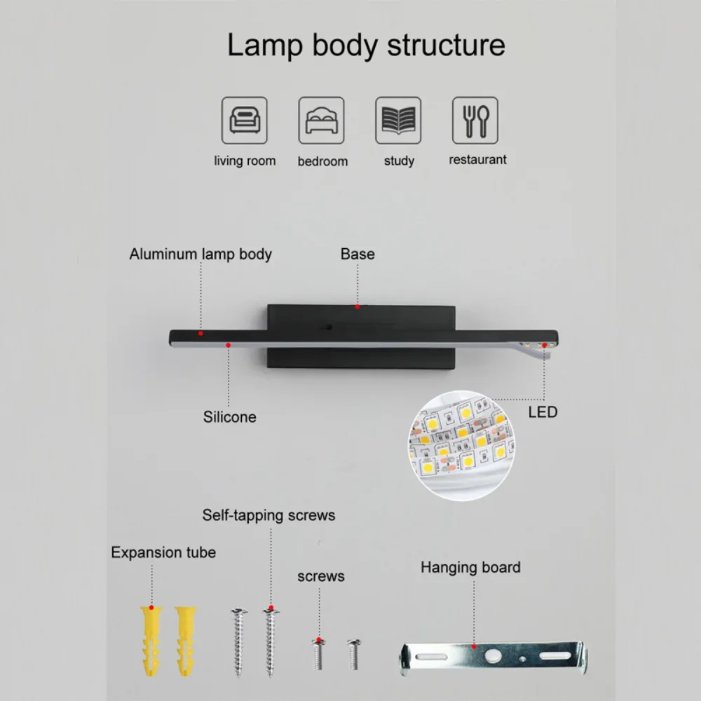 Imagem -05 - Lâmpada de Parede Led Giratória para Sala Quarto Minimalista Moderno Nórdico Luzes Criativas da Escadaria Lâmpada de Cabeceira