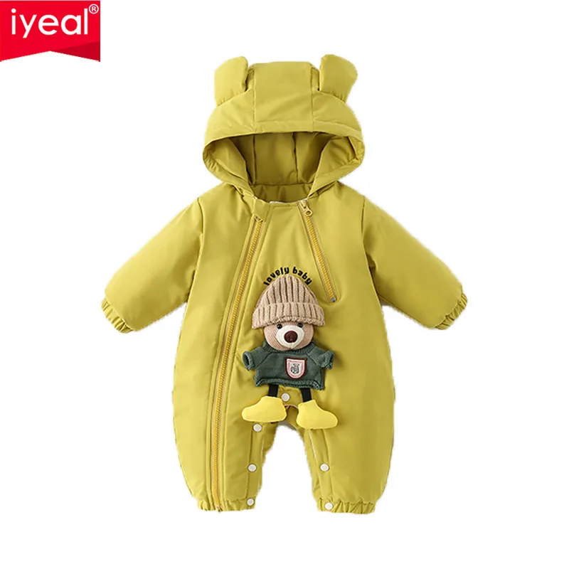 IYEAL معطف شتوي من الصوف السميك ملابس لحديثي الولادة بدلة رومبير ناعمة دافئة للأولاد ملابس خارجية