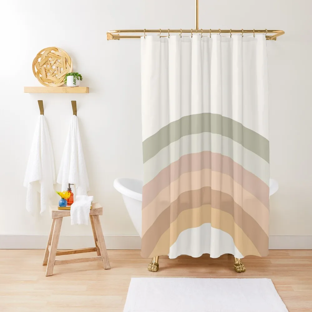 

Rainbow neutral colors art Shower Curtain Bathroom Box Bathroom And Shower Waterproof Fabric Shower Curtain