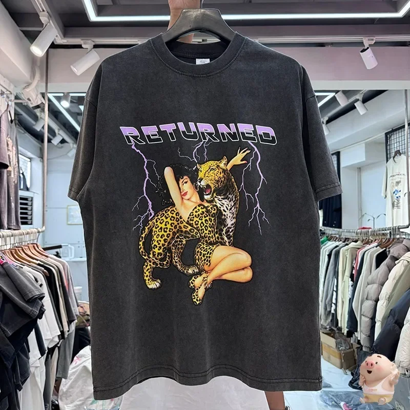 

Best Quality RETURUED Lightning Leopard Print T Shirt Tee T-Shirt O-neck Tops