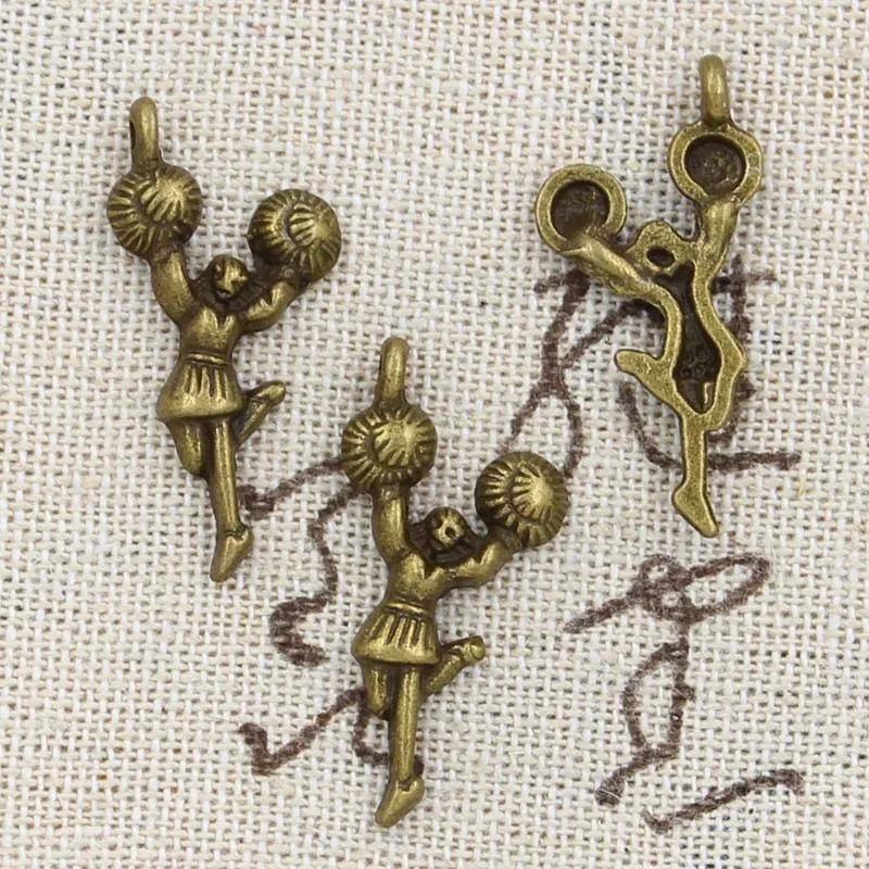 20pcs Charms Cheer Cheerleader 29x14mm Antique Making Pendant fit,Vintage Tibetan Bronze Silver color,DIY Bracelet Necklace