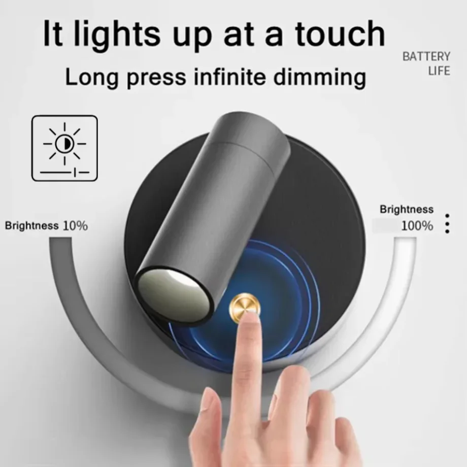 USB Rechargeable LED Spotlight 5V Remote Control Dimmable Touch Downlight Bedside Lamp for Living Room Kitchen Decoration