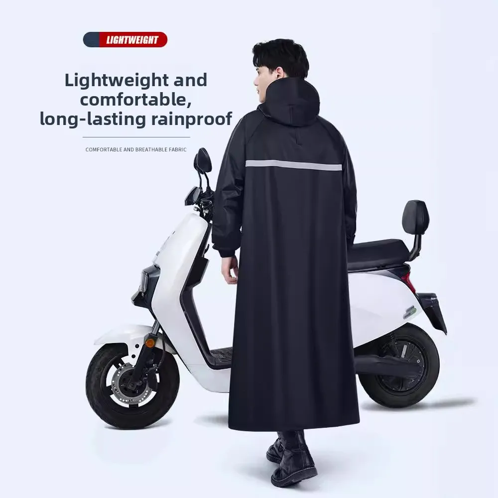 One-piece Full Body Long Rain Poncho, Rainstorm Proof Adult Rain Coat for Motorcycle Outdoor Use view 3