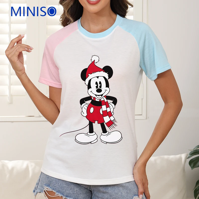 

Women's T-Shirts Female Brands Top Clothing Disney Mickey Mouse Cartoon Ladies Large Size Summer Clothes Fashion Trends 2025