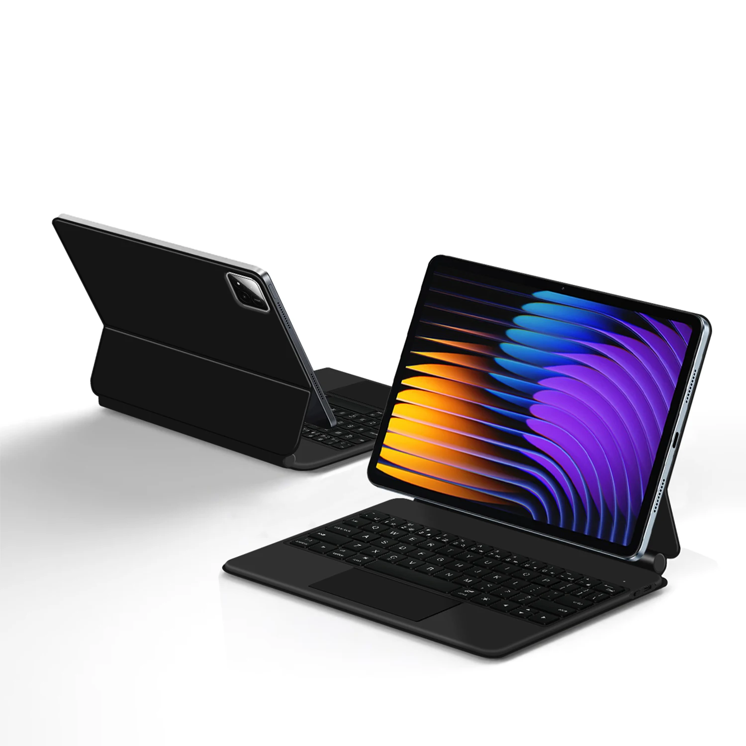 AJIUYU لوحة المفاتيح السحرية الخلفية لشاومي باد 5 6 Mi Pad 5 6 Pro 11 بوصة حافظة لـ MiPad 7 / 7 Pro 11.2 "غطاء ذكي متعدد اللمس