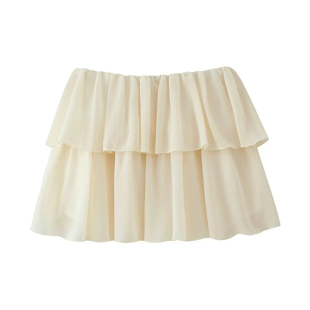ยุโรปและอเมริกาต้นฤดูใบไม้ร่วงใหม่ผู้หญิงฝรั่งเศสอ่อนโยน ruffled เสื้อชีฟองกระโปรงชุดสองชิ้น