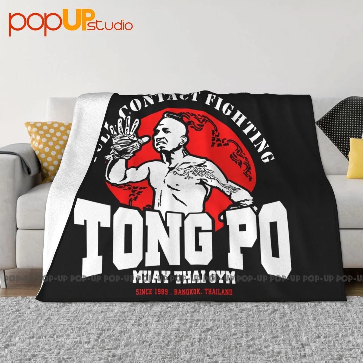 Tong Po Muay Thai Fighter Villain Kickboxer Van Damm Blanket Shaggy Ultra-Soft Decorative Sofa