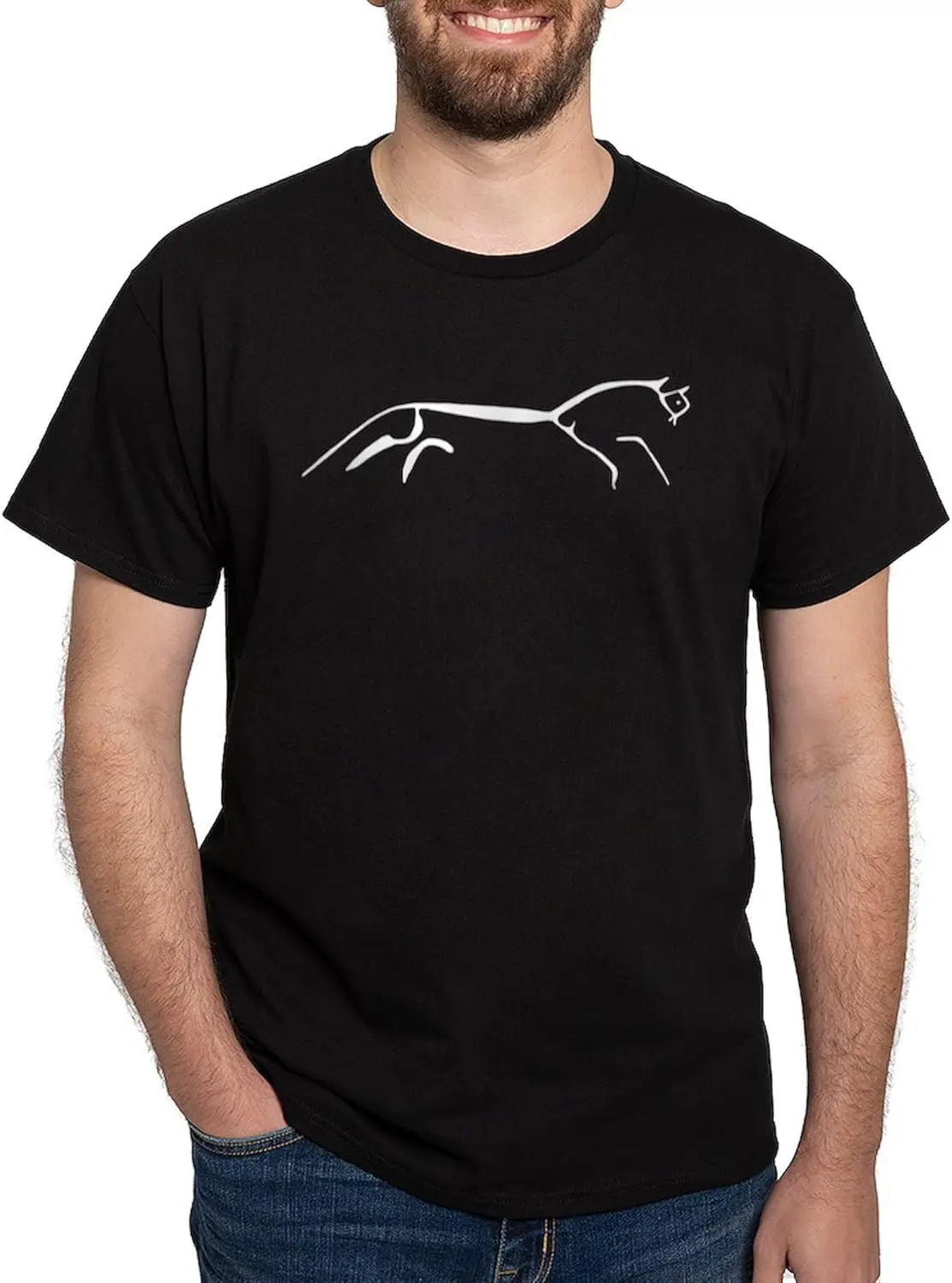 CafePress Uffington Horse Black & White Dark T Shirt Men's 100% Cotton, Classic Graphic Dark T-Shirt