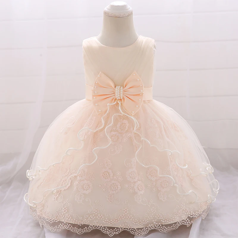 Toddler Infant First Birthday Dress For Baby Girl Clothes Bow Baptism Princess Dress Ceremony Girls Party Gown Vestidos 0-2 Year