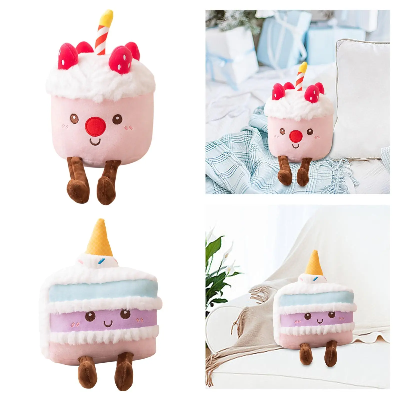 Bolo de aniversário boneca de pelúcia cupcake brinquedo animal de pelúcia para casa carro sala de estar