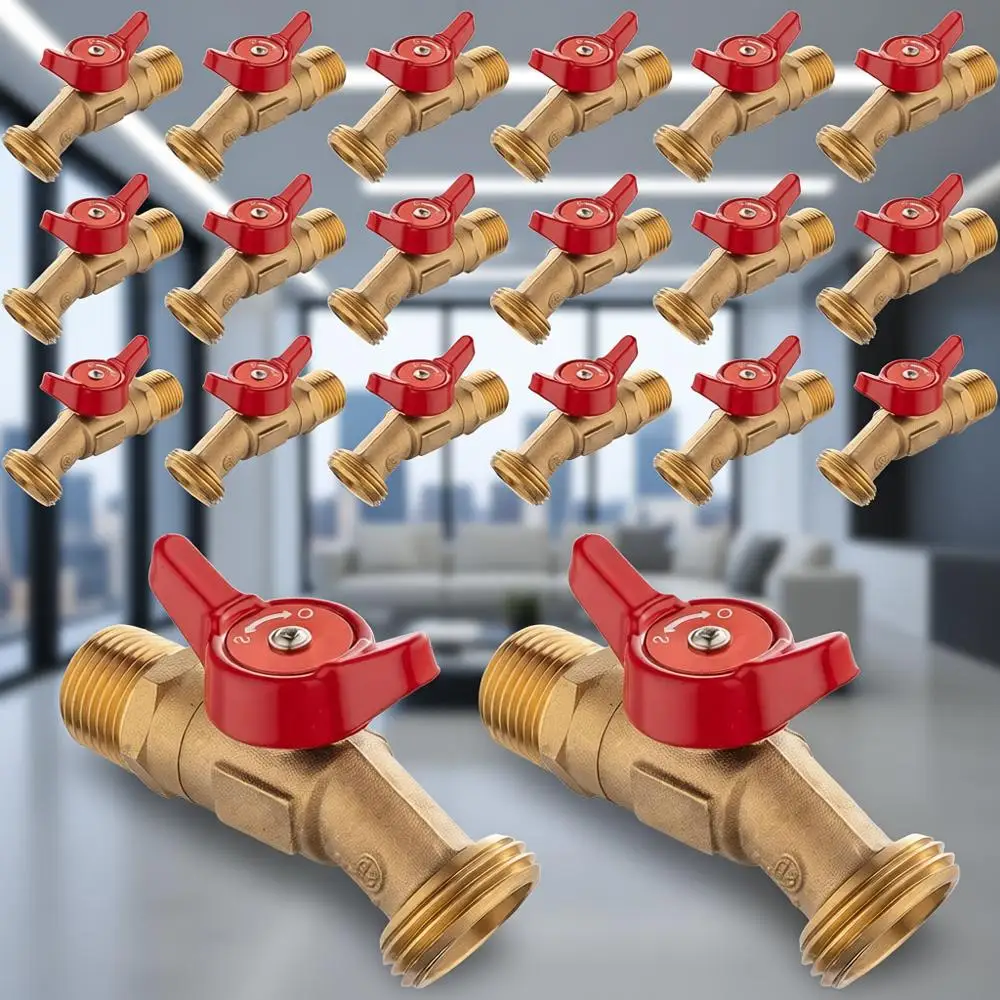 

1/4 Turn Outdoor Garden Spigot with 3/4 NPT Inlet and GHT Hose Connector, 20-Pack Red