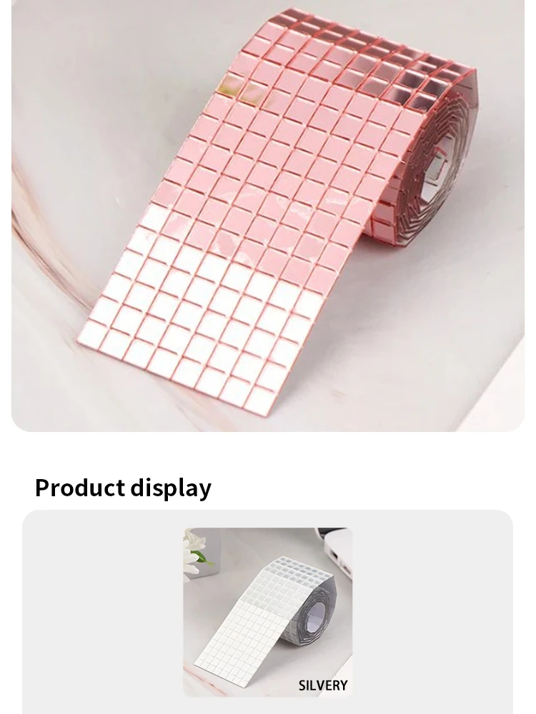 4x100cm Creative DIY Glass Mirror Stickers Mosaic Glass Self-adhesive Mirror Wall Stickers 3D Background Wall Mirror Decoration