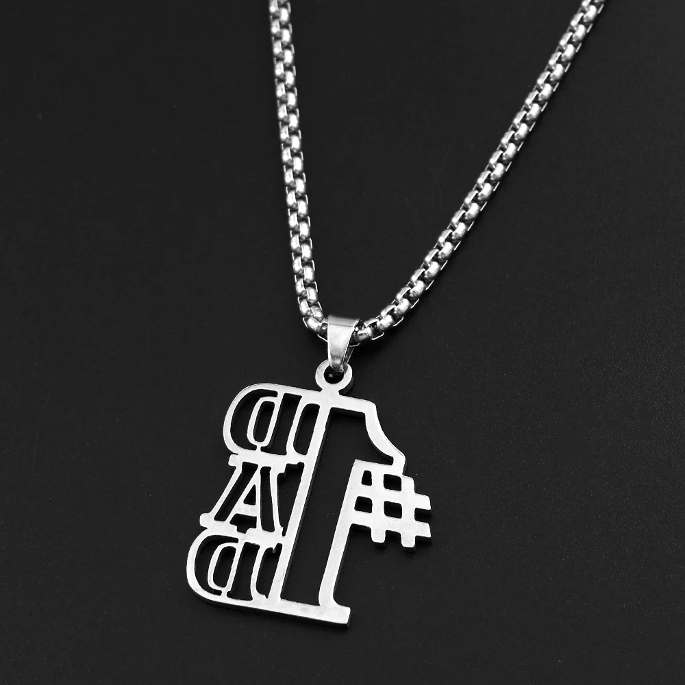 Stainless Steel Father Dad Necklace Men Gold Color Hollow Number One Dad Pendant Necklaces Father's Day Gift Jewelry for Daddy