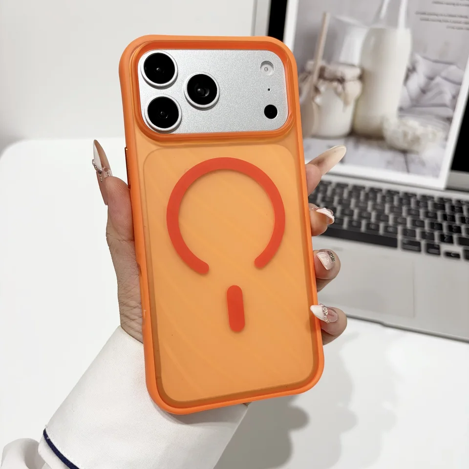 Funda de lujo esmerilada magnética para iPhone 13 14 15 16 17 18 Pro Max para Magsafe, cubierta ultrafina con sensación de piel 6