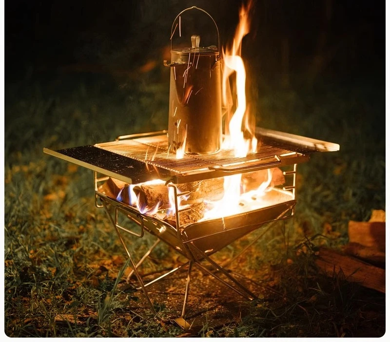 

Folding Incinerator Outdoor Camping Camping Barbecue Grill Portable Combination Picnic Firewood Rack