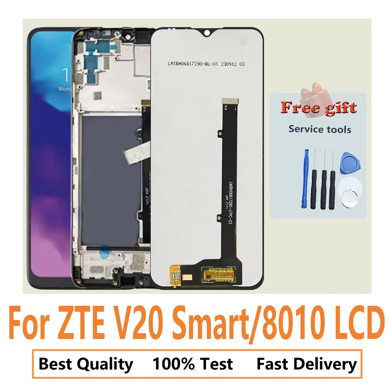 Pantalla For ZTE Blade V20 Smart V2020 Smart 8010 Global Full With Frame LCD DIsplay Touch Screen Digitizer Replacement Parts