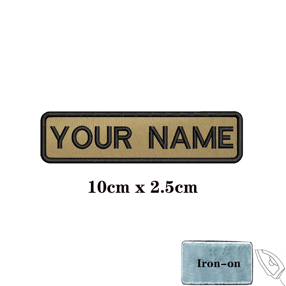 1PC Custom Personalized Name number Patch Stripes Badge tags chevrons Armband Iron On Or Hook Loop embroidered Military Khaki