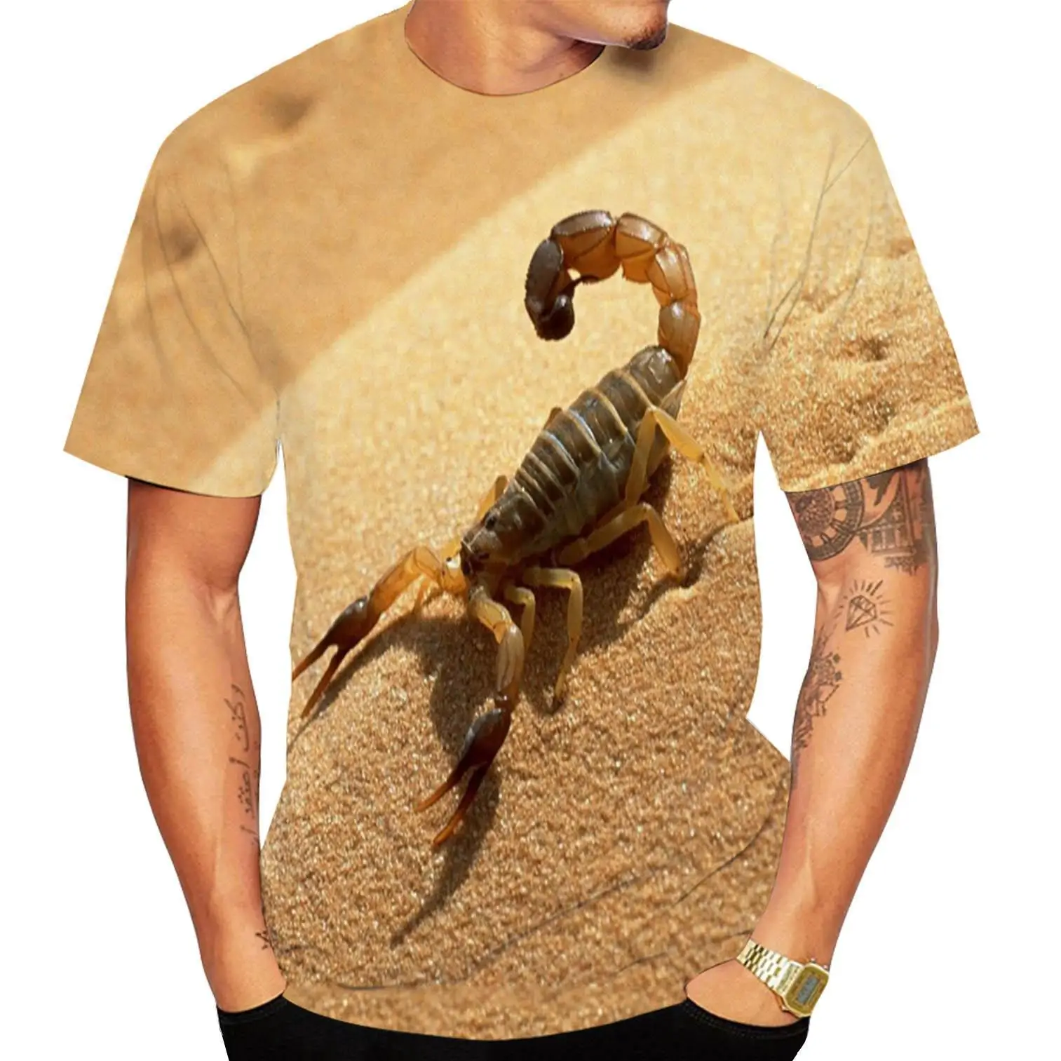 New Summer Funny Scorpion 3d Printing Men Ladies Kids Short Sleeve Hip Hop Streetwear Breathable Lightweight Tops Fitness