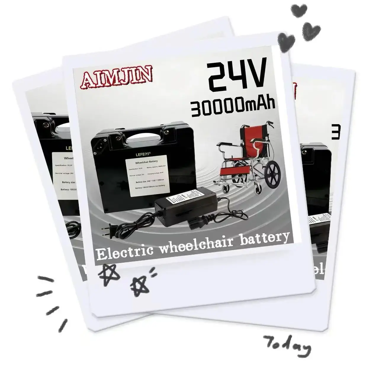 

18650 24V 30000mAh 30Ah Special battery for electric wheelchair Lithium-ion battery pack with 29.4V 2A charger