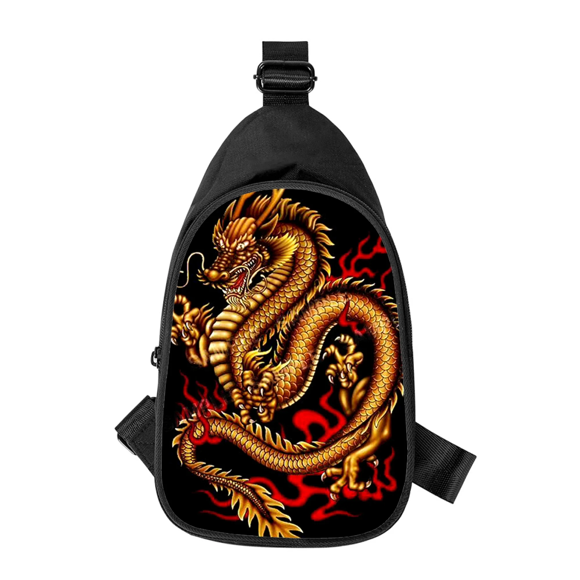 Loong CHINA Chinese dragon Print New Men Cross Chest Bag Diagonally Women Shoulder Bag Husband School Waist Pack Male chest pack