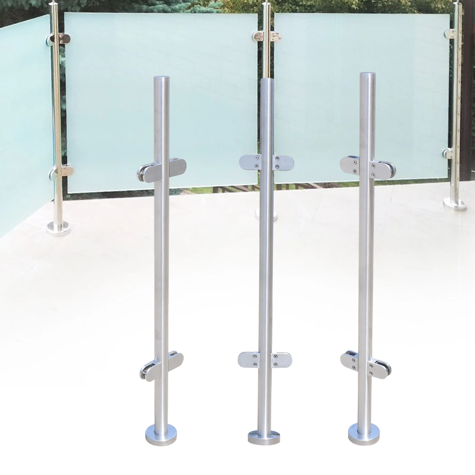 110cm Railing Post, Stainless Steel Railing Post Column Handrail Silver for attic staircase balcony guardrails