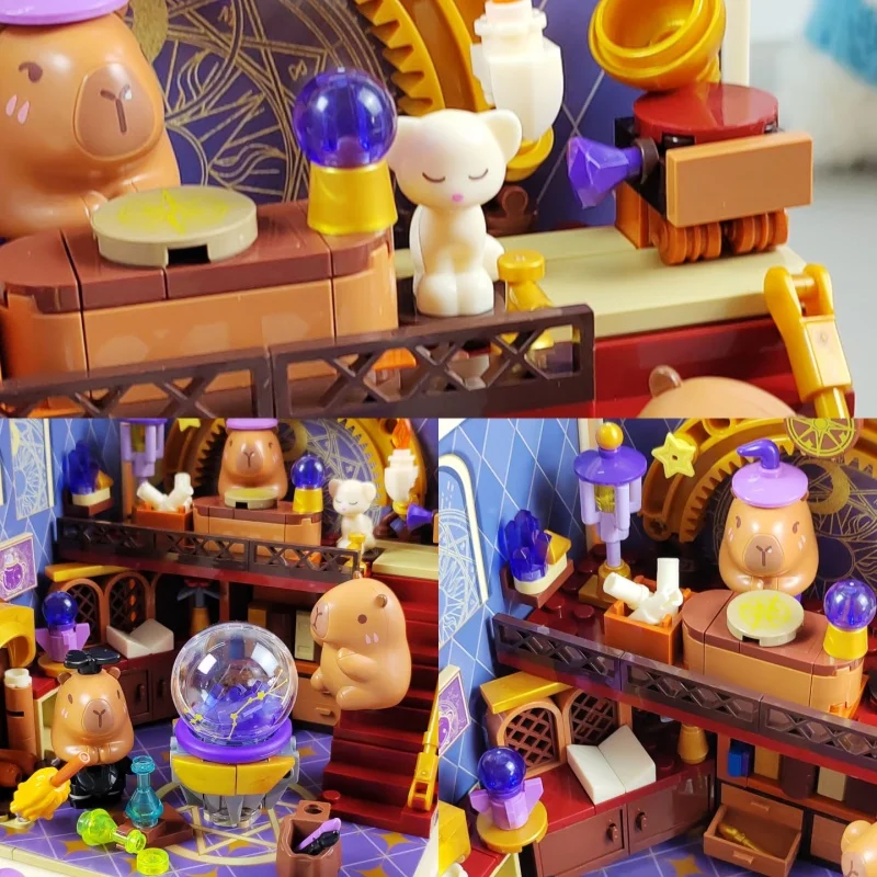 Jaki super cidade capivara monta blocos de construção série vista rua modelos ornamentos mesa brinquedos presentes aniversário