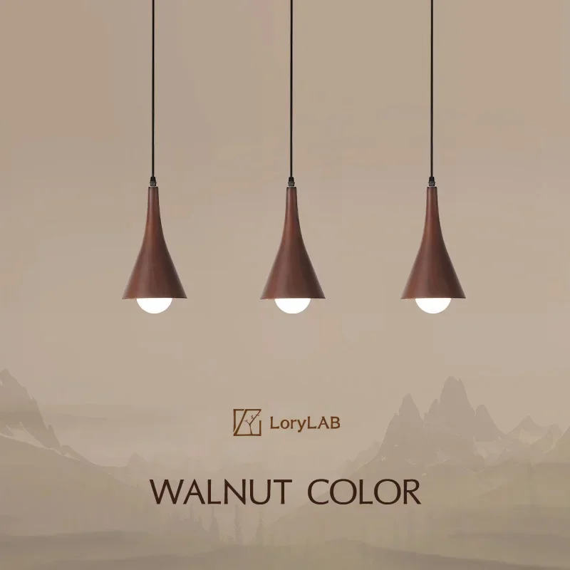 

Walnut Color Wooden Glass, Wabi-sabi Modern Vintage style, Chandelier lights for Living room, Bedroom bedside, Dining room