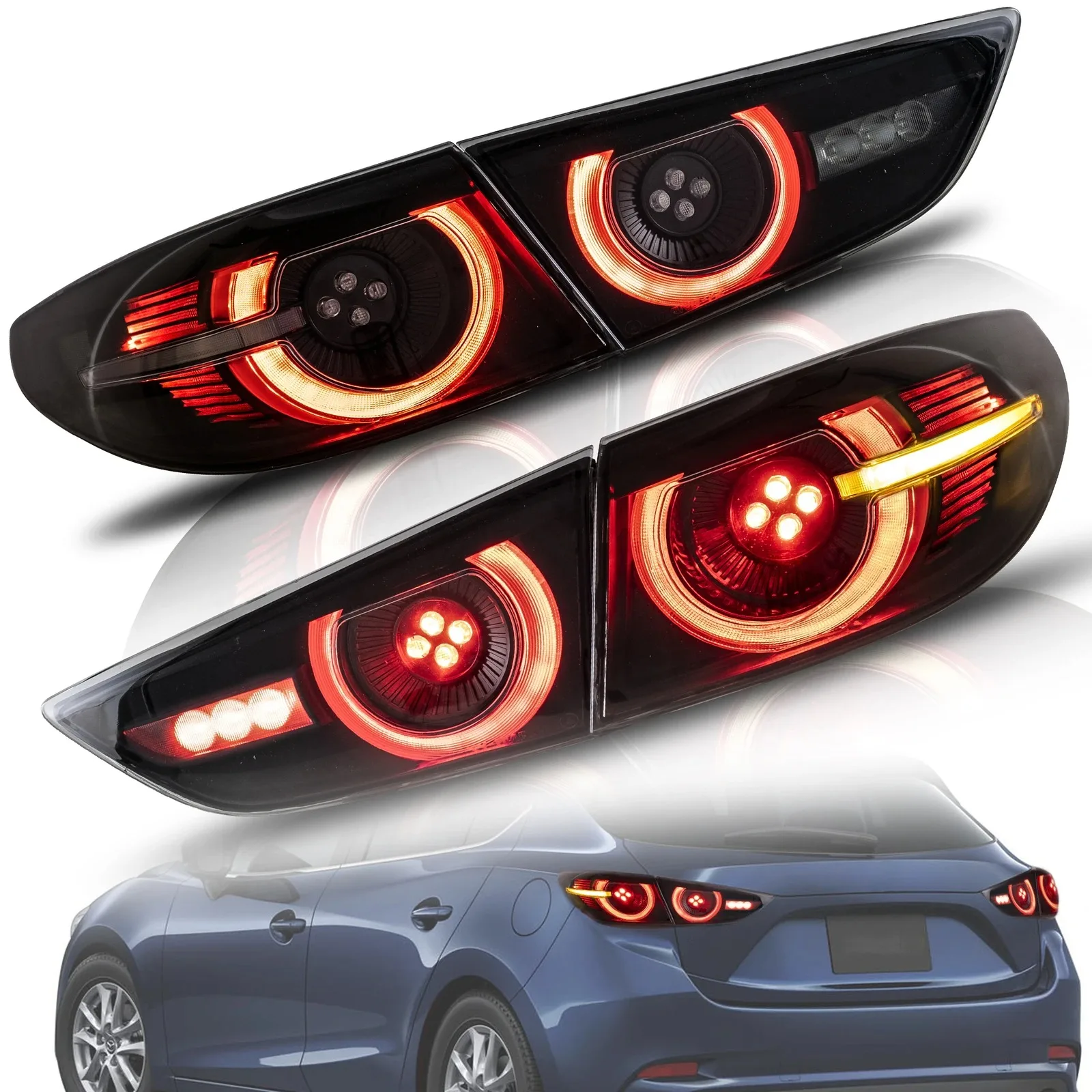 

2 шт. светодиодные задние фонари в сборе для Mazda 3 Sedan 2019-2021 Sequential DRL указатели поворота тормозной задний фонарь