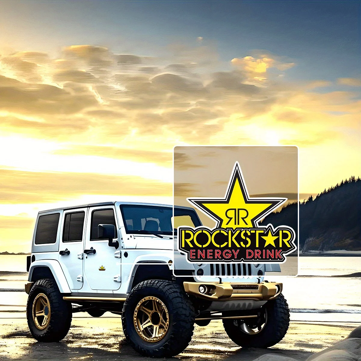 قطعة واحدة من ملصقات الفينيل المقاومة للماء Energy Rockstar - لأجهزة الكمبيوتر المحمولة والخوذات والدراجات النارية والأطقم والقيثارات والسيارات والمصدات