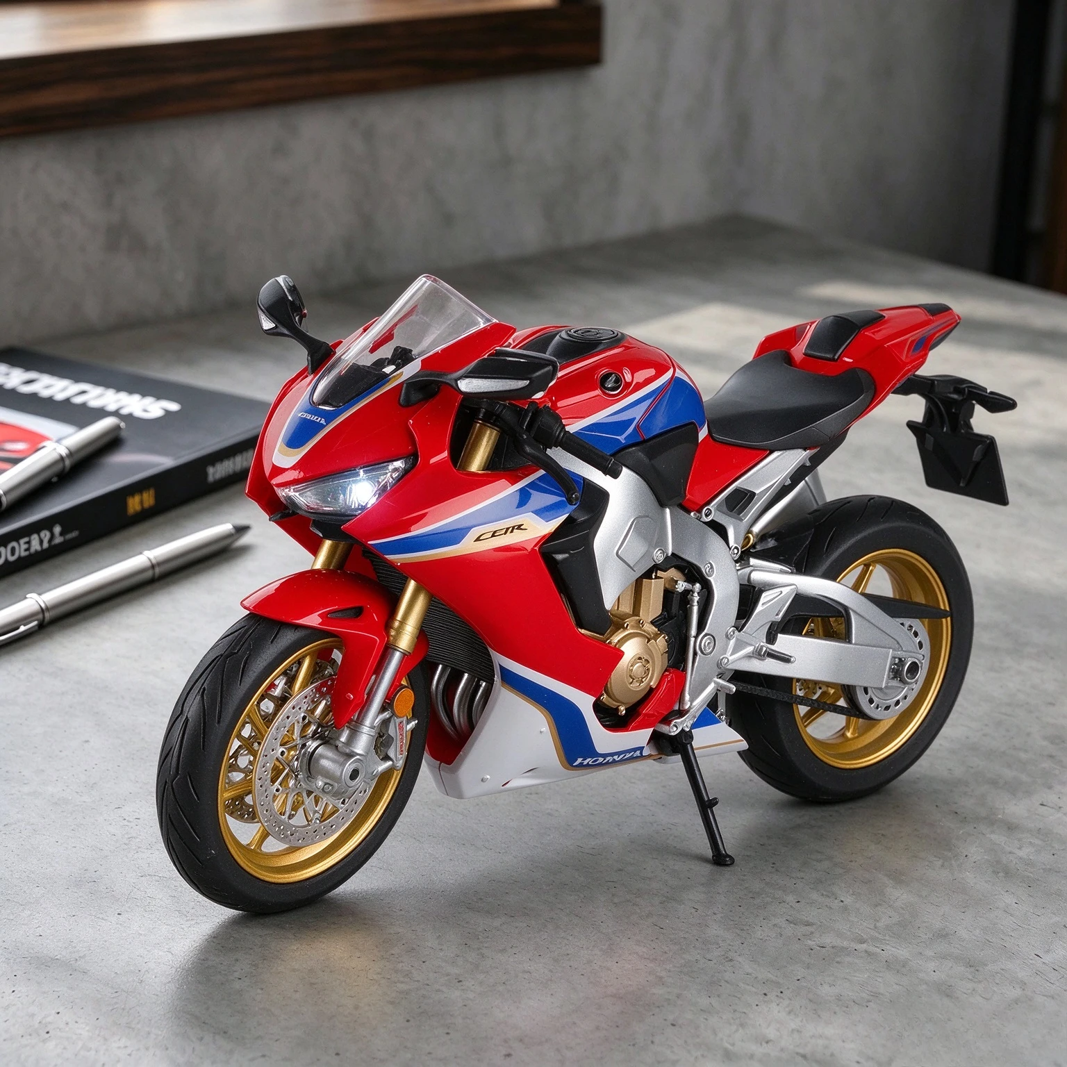 1:9 CBR 1000RR R1250 GS GL1800 Alloy Motorcycle Model Diecast Front Wheel Steering Light Miniature Vehices Birthday Gift