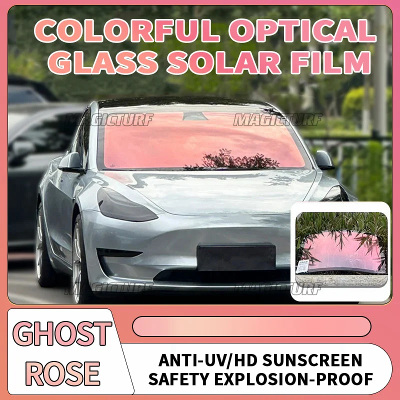 152/300CM Rose Ghost Colorful Optical Film Red Chameleon Front Windshield Thermal Insulation Car Window Solar Film