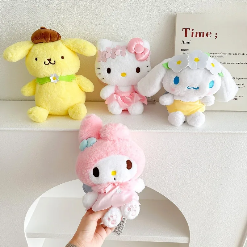 

New 20cm Sanrios Hidden Garden Series Hellokittys Pom Pom Purin Plush Doll Pillow Ornament My Melody Cartoon Decoration Toy Gift