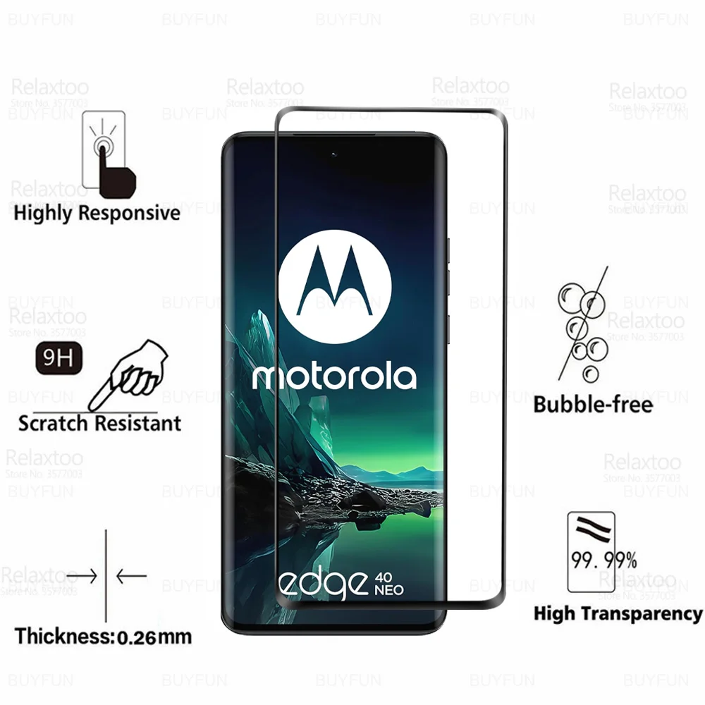 9D Curved Screen Protector Tempered Glass For Motorola Edge 40 Neo 50 Pro Edge40 2023 Edge50 Ultra Fuison 5G 2Pcs Protect Films