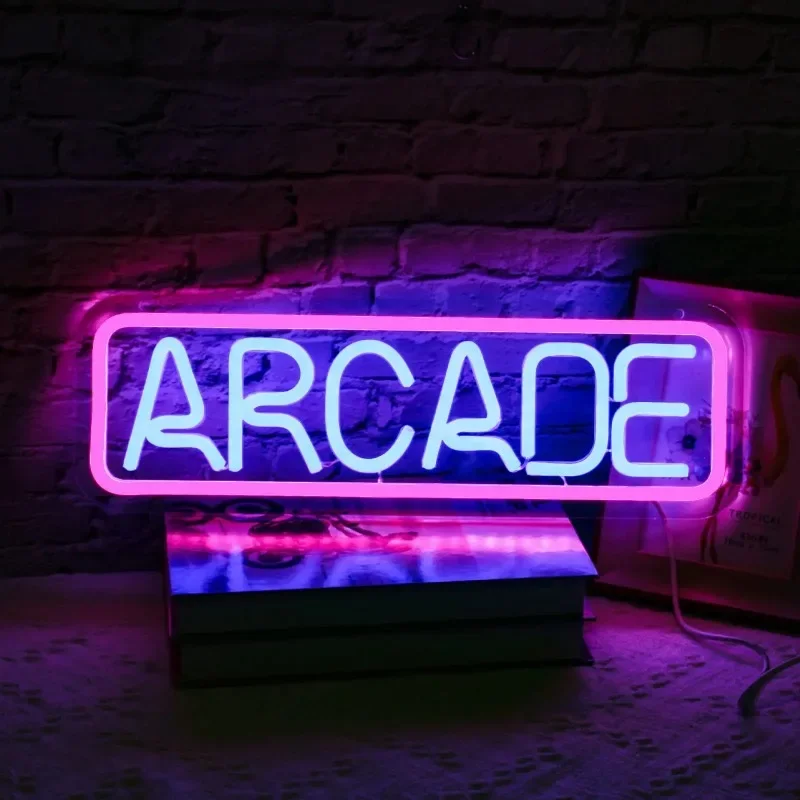 

Arcade Neon Sign Dimmable Neon Light Led Words Arcade Signs Light Up Letters Neon Sign For Game Room Home Bar Pub Gift USB