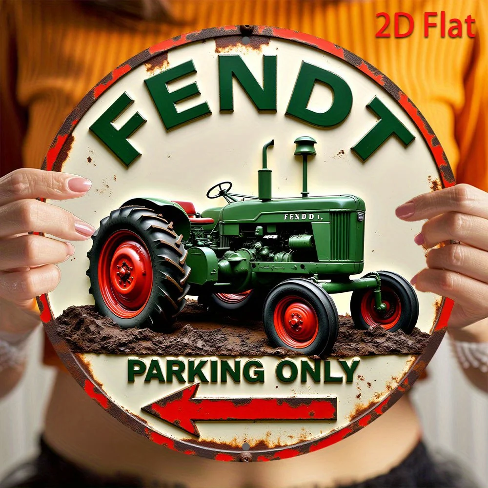 2D Flat, 1pc Fendt Tractor Metal Wall Sign - Vintage Farmhouse Decor with Fendt, Heavy-Duty Metal Suitable for Farm,Cave,20x20cm