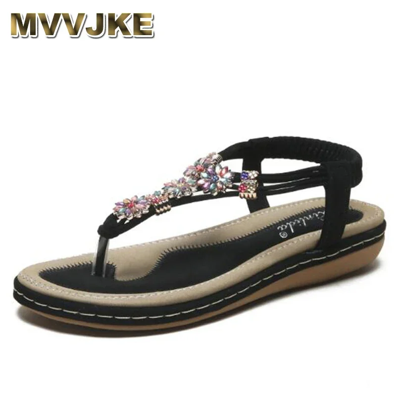 MVVJKE Summer new Shoes Woman flat bohemian sandals Sandalias Woman Shoes Woman thongs color rhinestones women sandals