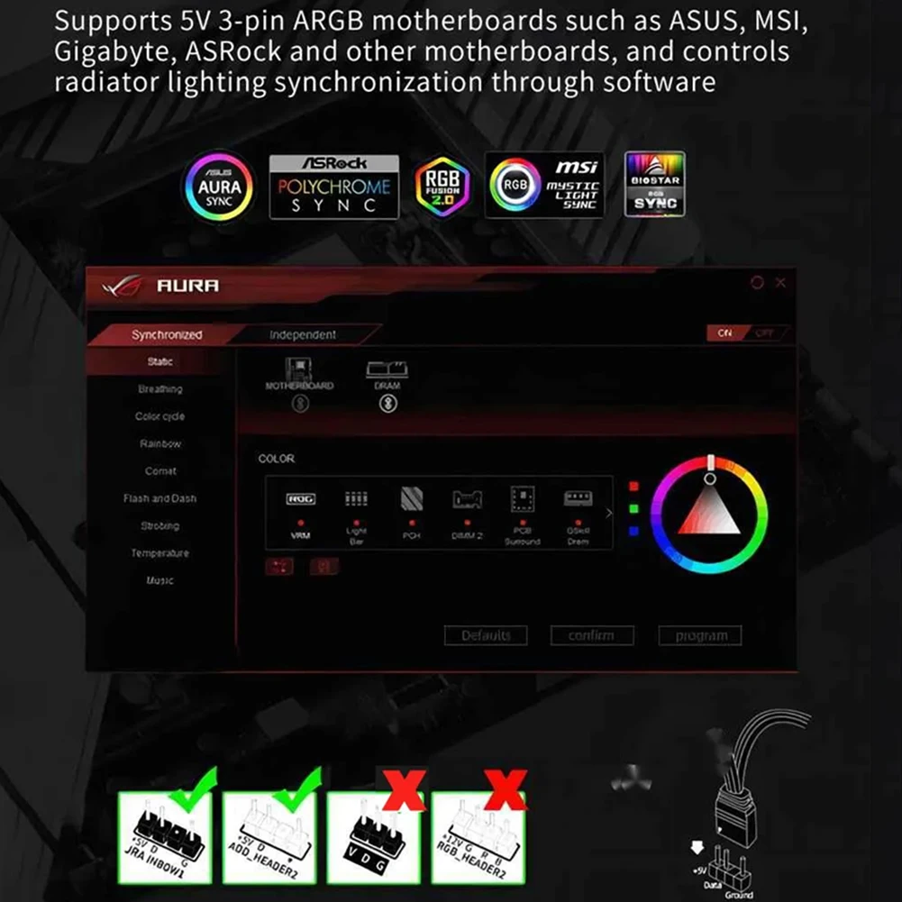 ฮับจ่ายไฟ PWM แบบแม่เหล็ก 1 ถึง 9 ช่อง 3 in 1 4 พิน สำหรับพัดลมแบบแม่เหล็ก PWM และ ARGB สำหรับเคสคอมพิวเตอร์
