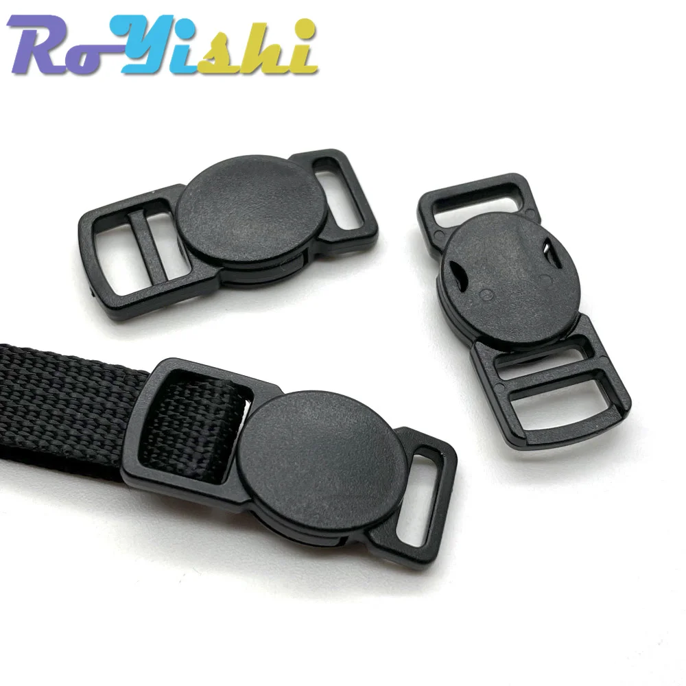 Black Release Buckles Round Plastic Safety Breakaway for Pets Collar Paracord Bracelet Webbing Bag Apparel Accessories