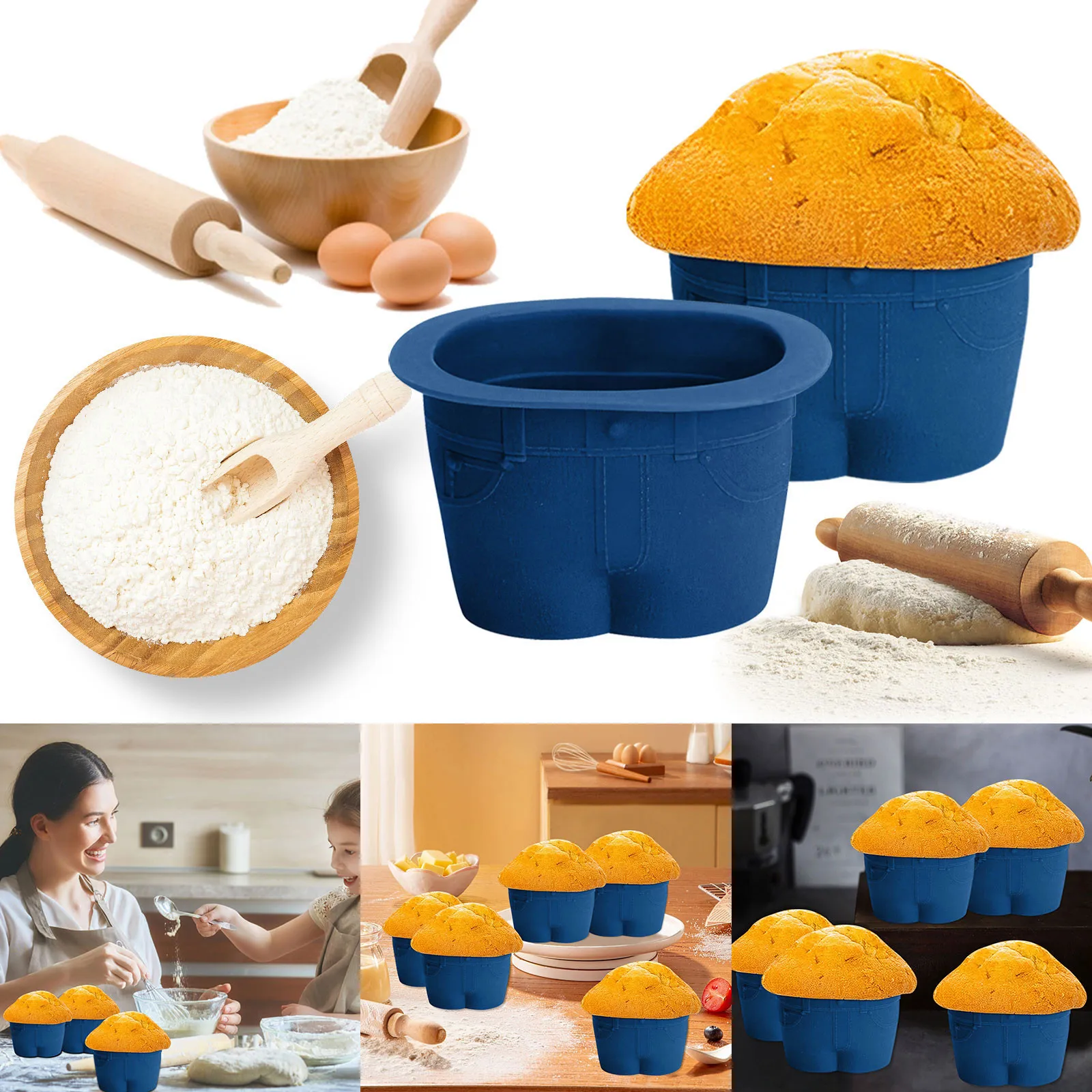 Silicone Cupcake Baking Cups Cute Jeans Style Baking Utensils Pants Muffin Liners Holders Great Gifts Idea For Baker