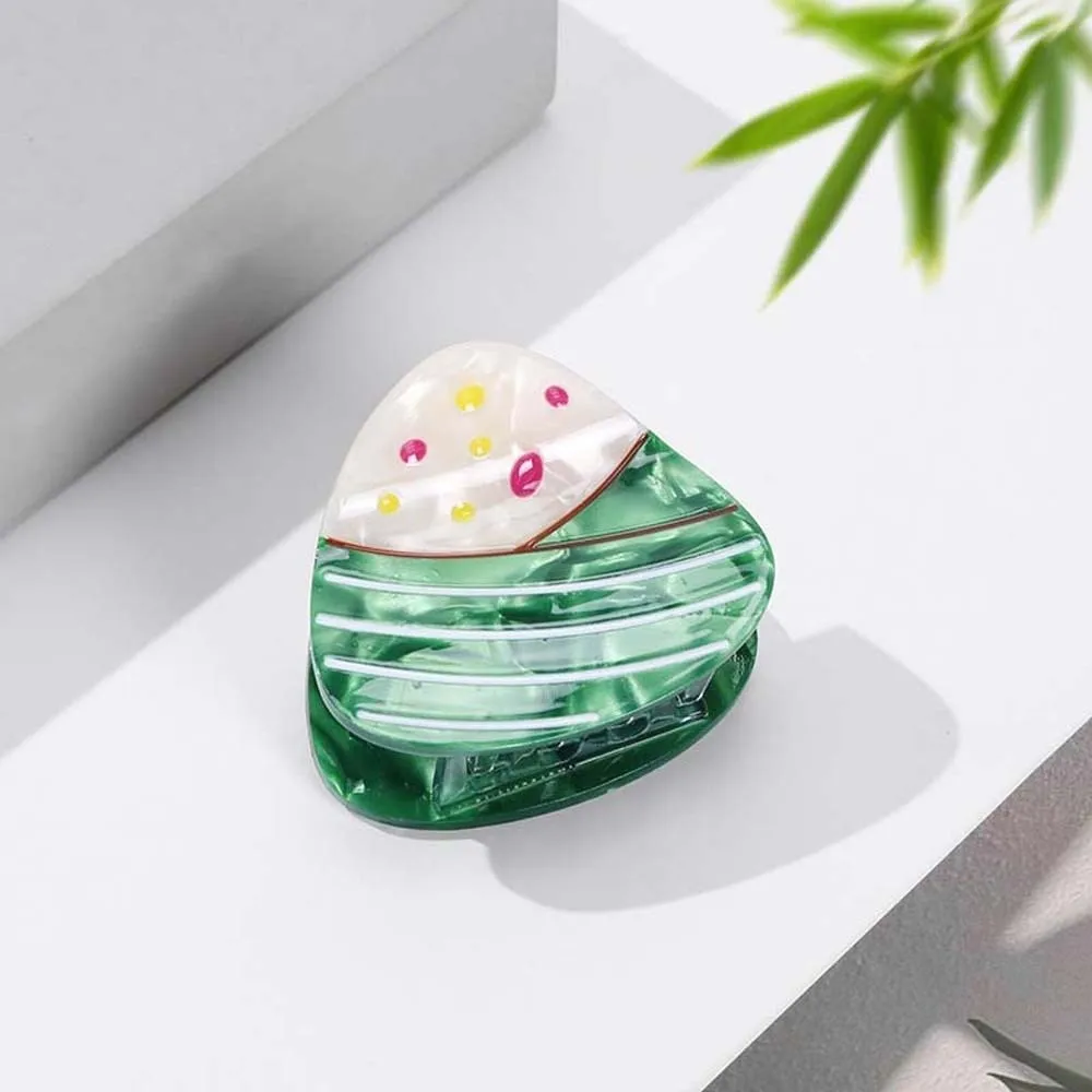 Creative Waterproof Zongzi Shark Clip Sweet High-Quality Acetic Acid Hair Claw Headwear Green Rice Dumpling Hairgrips Daily view 4