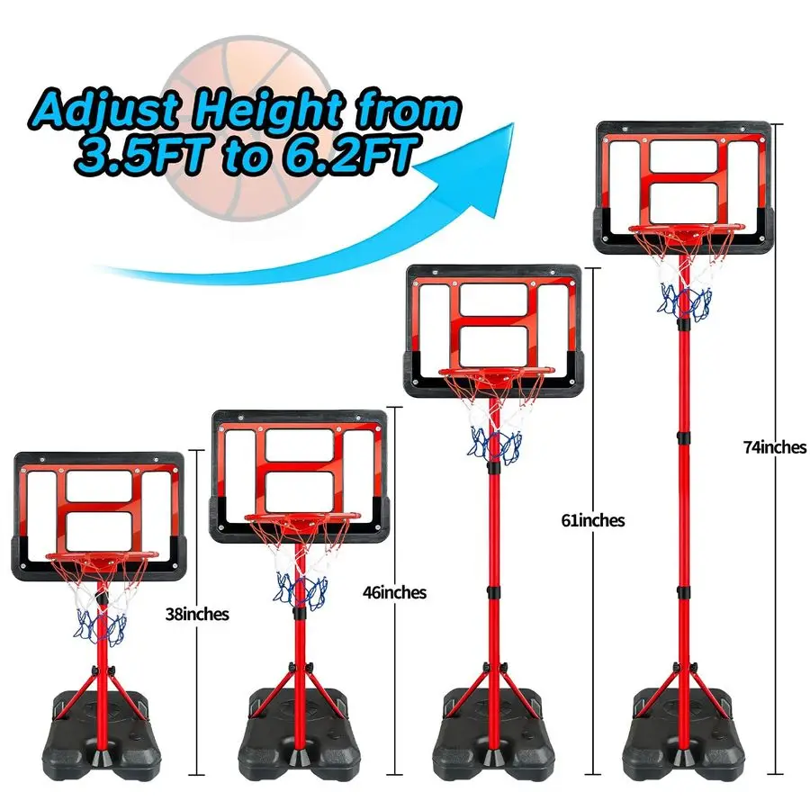لعبة هدايا لعمر 3 4 5 6 7 8 سنوات، طوق كرة سلة للأطفال قابل للتعديل الارتفاع 3.5FT6.2FT، طوق كرة سلة صغير للأطفال، كرة السلة