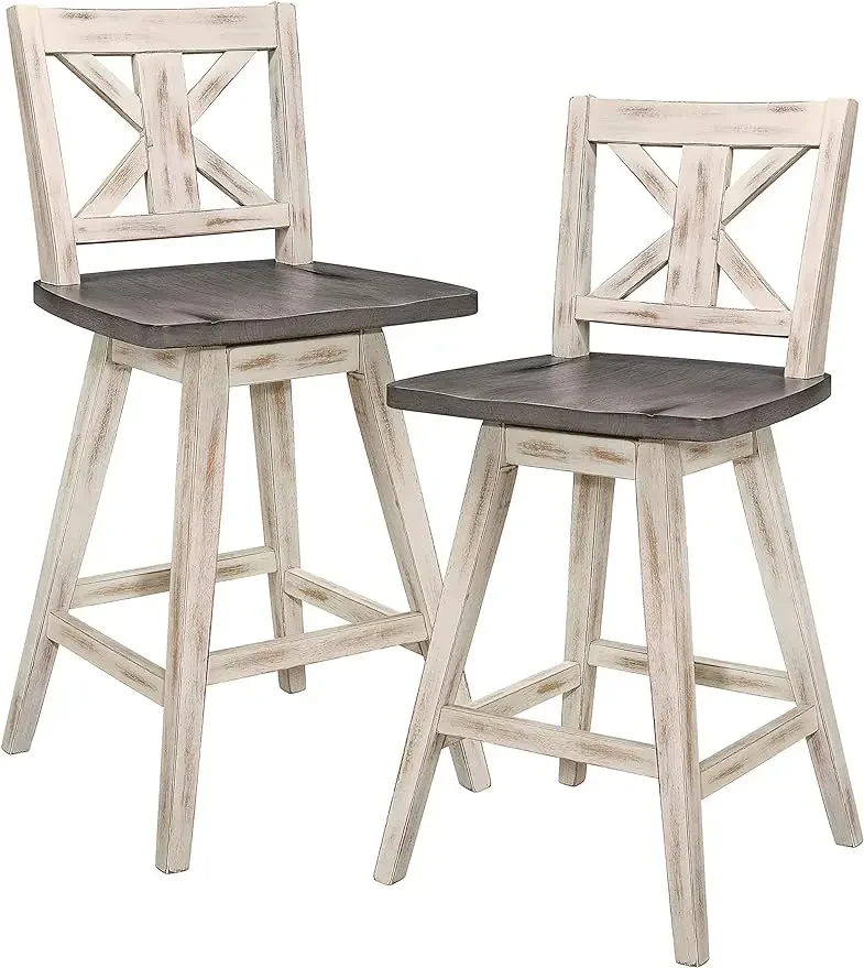 Homelegance Amsonia Counter Height Swivel Barstool (Set of 2), White