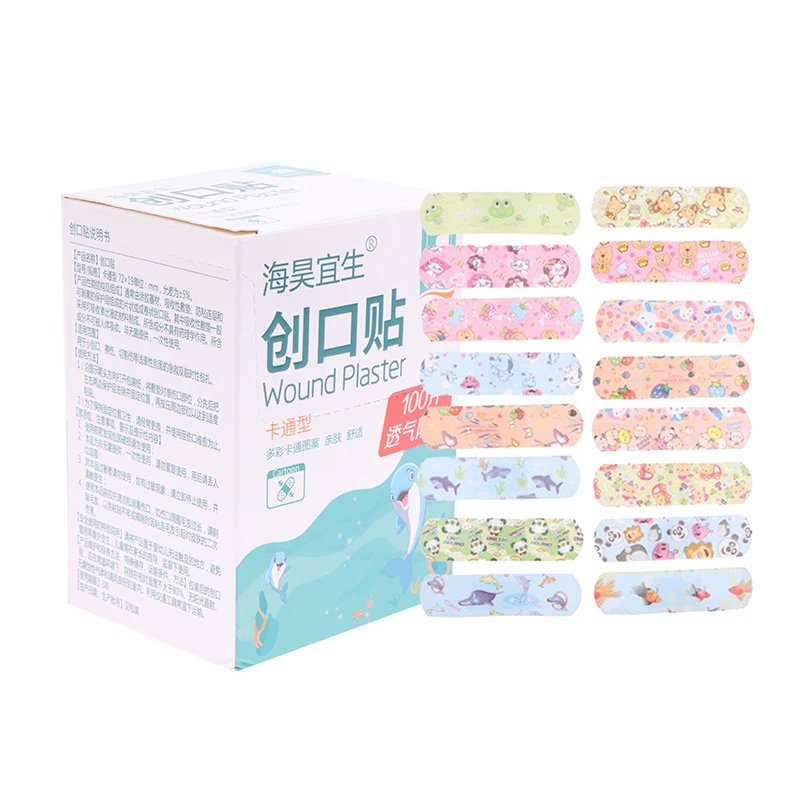 

Детские 100 шт., водонепроницаемые пластыри с героями мультфильмов, клейкие пластыри для гемостаза для ран