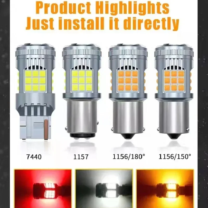 1/2 قطعة السوبر مشرق 30 واط 1156 BA15S BAU15S 1157 PY21W T20 7440 LED لمبات عالية الطاقة 3000LM استبدال للسيارة عكس الضوء