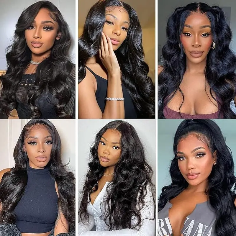 #1B Body Wave Bundles Free Part Closed Hair Bundles 13x4 Transparent Swiss Lace Front Natural Black Suitable For Women