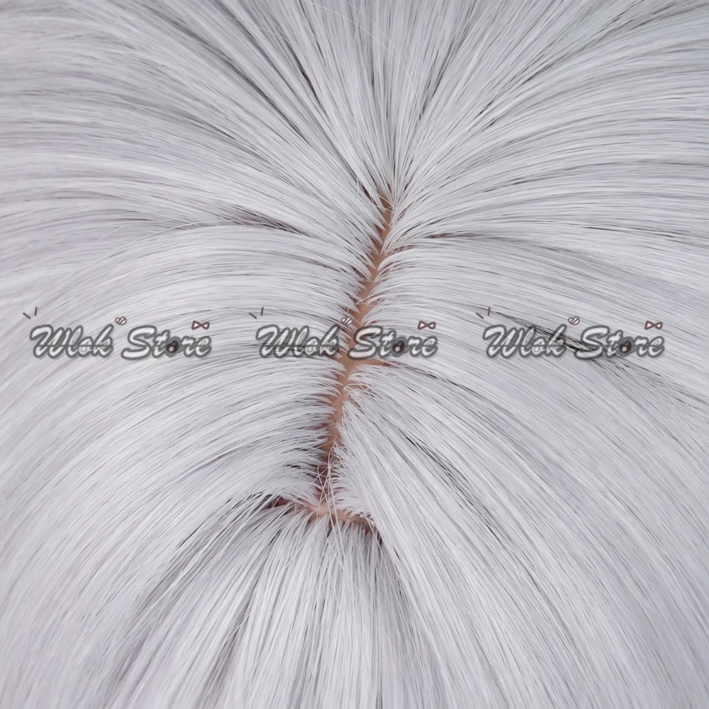 Honkai Star Rail Nihilux Elation Cosplay Wig White with Red Black Highlights Long Straight Hair For Women Halloween Party Props view 5