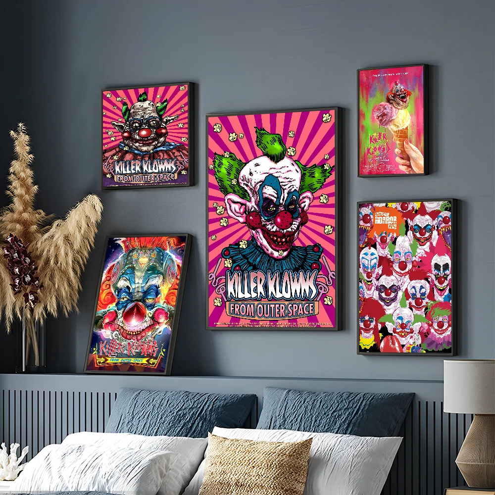 Killer Klowns from Outer Space Self-adhesive Art Poster Whitepaper Sticker DIY Room Bar Cafe Wall Decor