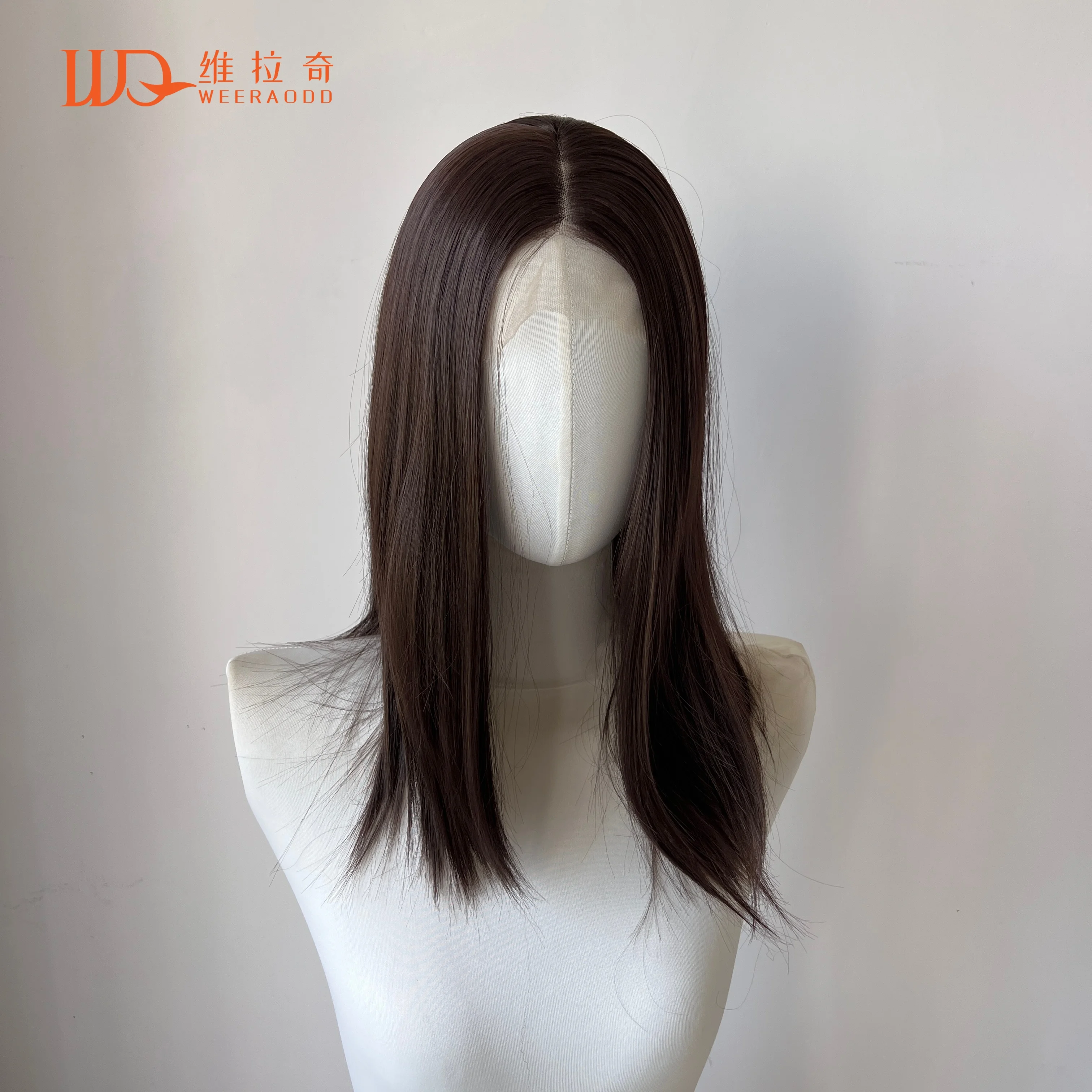 

Темно-коричневые синтетические парики спереди до плеч для женщин 13x4, бесклеевые синтетические парики со средней частью, плотность 150%, натуральные