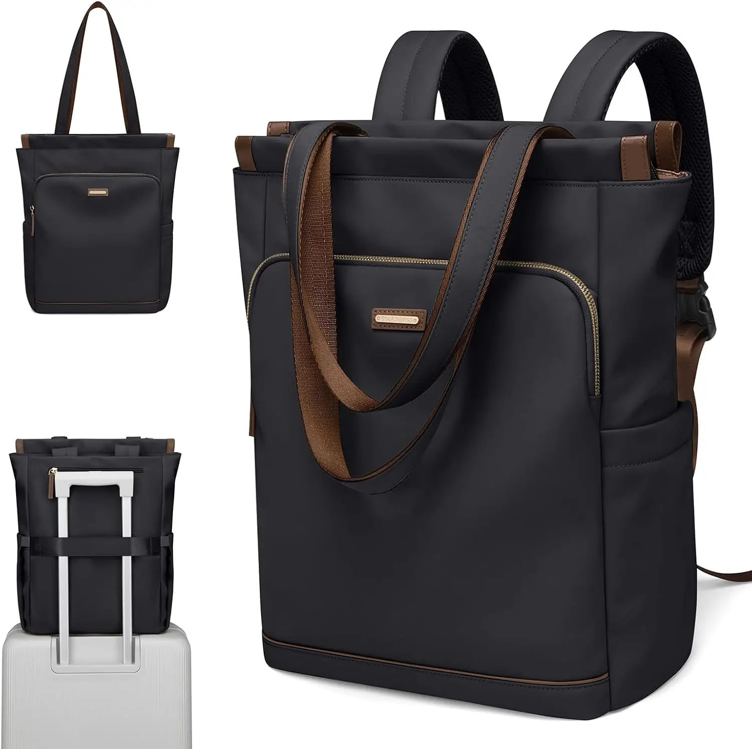 

Трансформируемый рюкзак для ноутбука для женщин, повседневный рюкзак, сумка для ноутбука, сумка для работы, колледжа, путешествий, отдыха (черный)