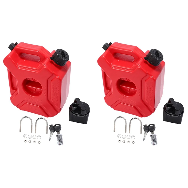 2X Motorcycle Red 3L Backup Fuel Tank Plastic Petrol Car Spare Container Petrol Tanks Canister ATV UTV